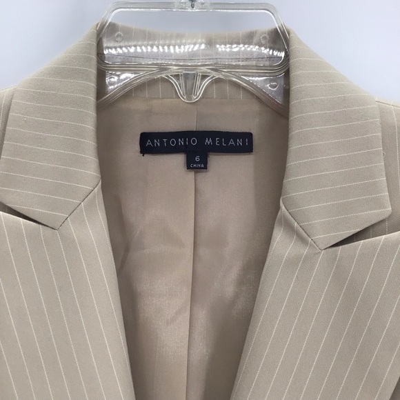 Antonio Melani Classic Tailored Pinstripe Blazer Business Casual Tan Size 6 - Picture 4 of 7